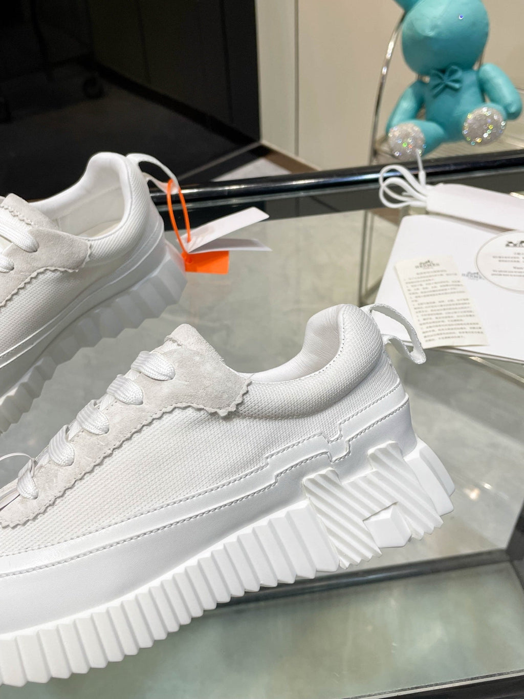 H Striped Leather Sneakers