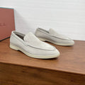 White Suede Slip-On Loafers