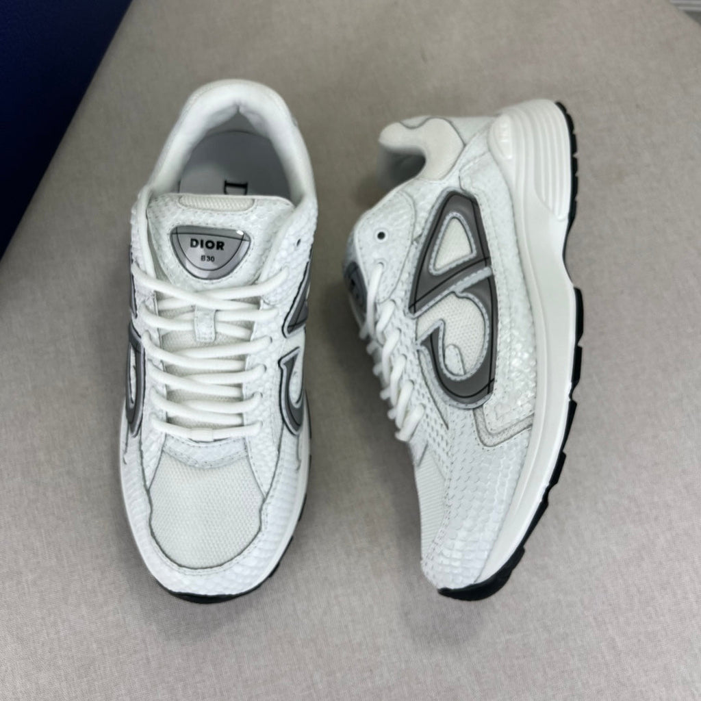 B30 Inspired Sneakers – White Snake Leather